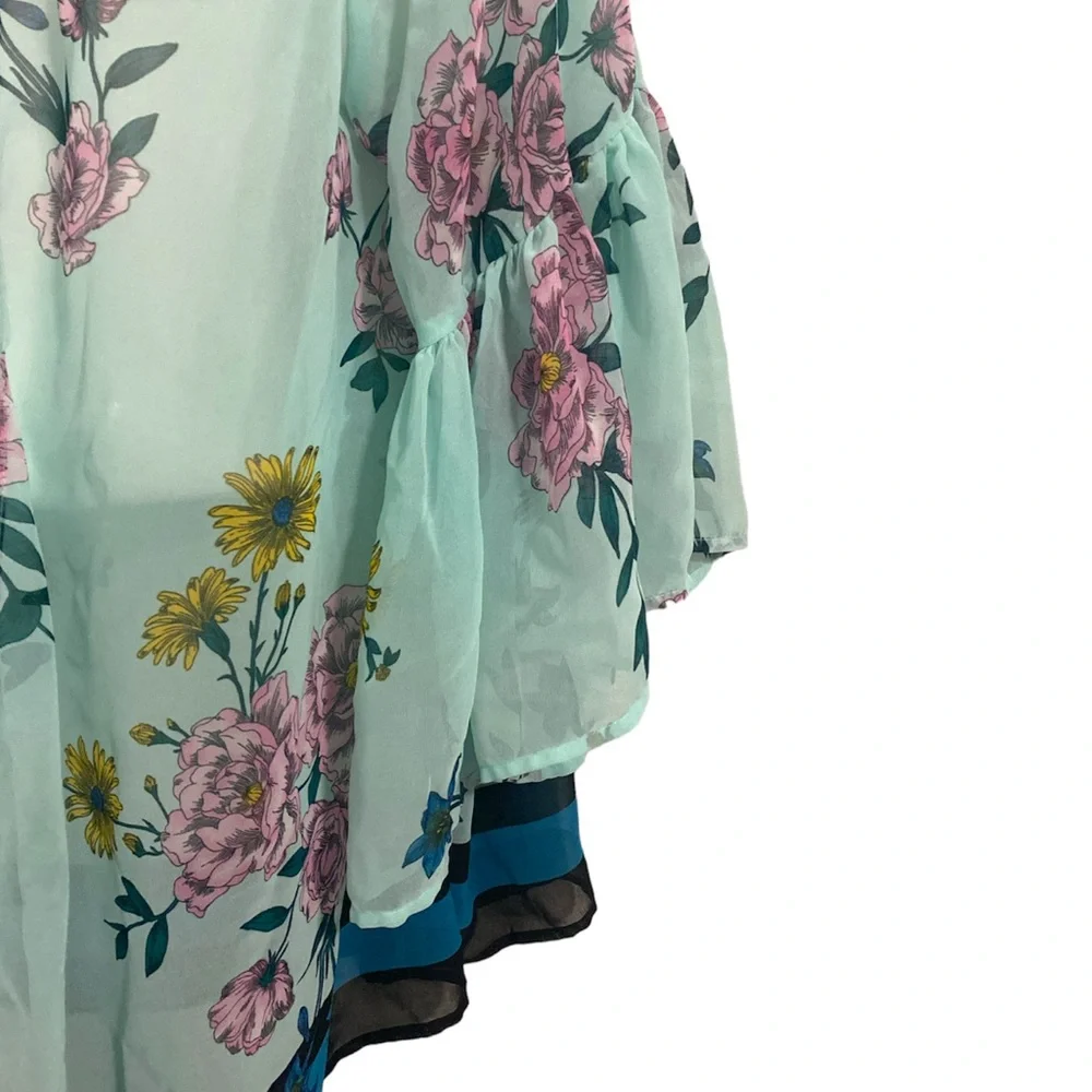 Lane Bryant sheer teal floral kimono size 18/20 - Picture 2 of 5